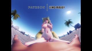 Touhou - Ran Yakumo Beach Pussygrind & Cowgirl [5K HENTAI VR]