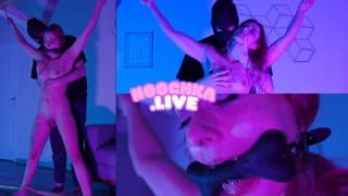 BONDAGE BDSM - Petite Alt française gicle attachée par son Dom