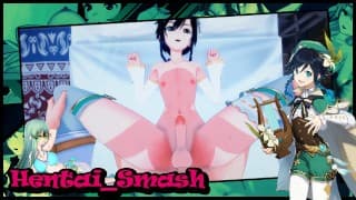 Femboy Venti从您的POV上了性爱-盖恩·欣欣（Jay Genshin）冲击无尽。