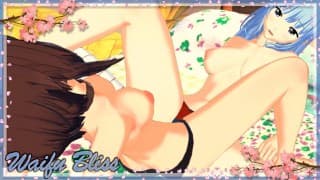 Aqua和Megumin一起舔阴道和性高潮。