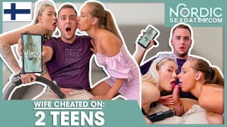 芬兰色情片：与这两个青少年欺骗了妻子：MIMI CICA + KINUSKI - NORDICSEXDATES